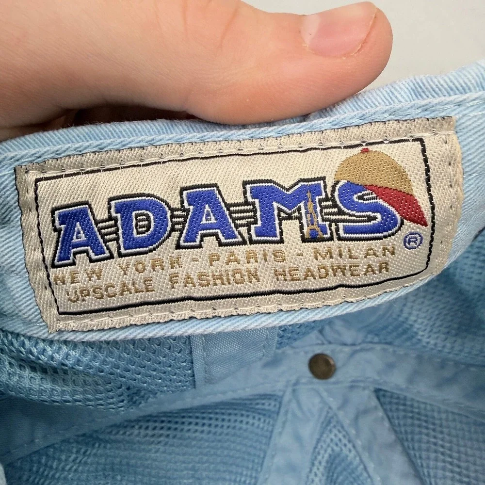 Adams Baseball Cap Pig Embroidered Unisex OSFM Blue Cotton Leather Strap